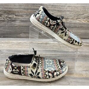 Hey Dude Shoes Wendy Woven Aztec Black-Size 7 Casual Slip-On